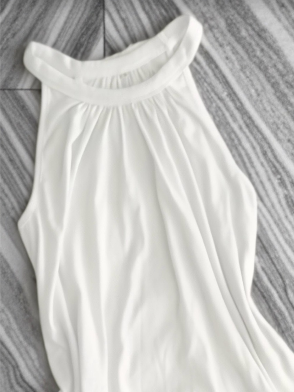 White High Neck Sleeveless Blouse Top NWOT Minimalist Chic Small